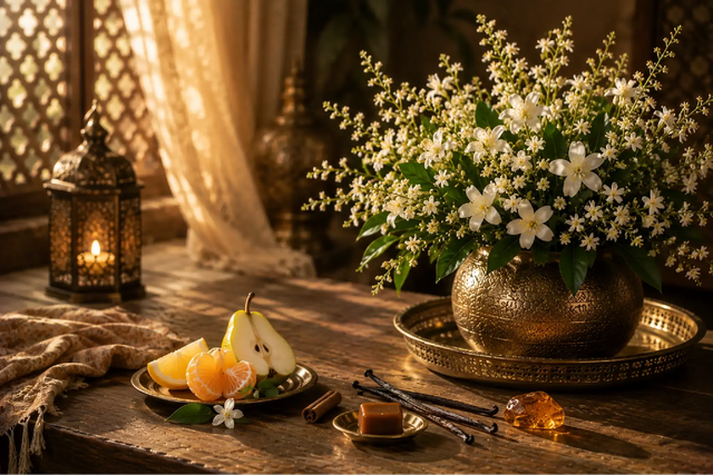 Huisparfum Orient: Een warme oriëntaalse geur met vanille, witte bloemen en een verfijnde gourmand-basis
