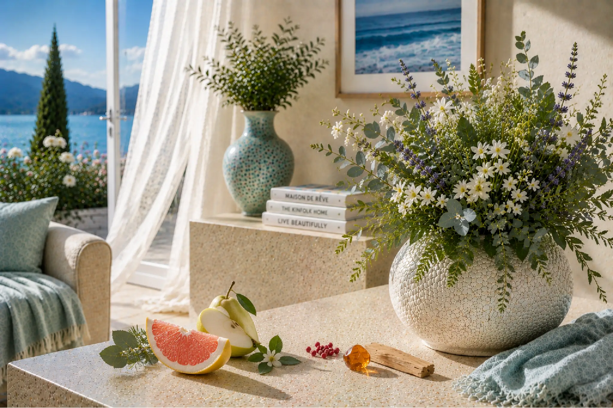 Victoria huisparfum: Een frisse maritieme geur met aromatische kruiden en een warme houtbasis